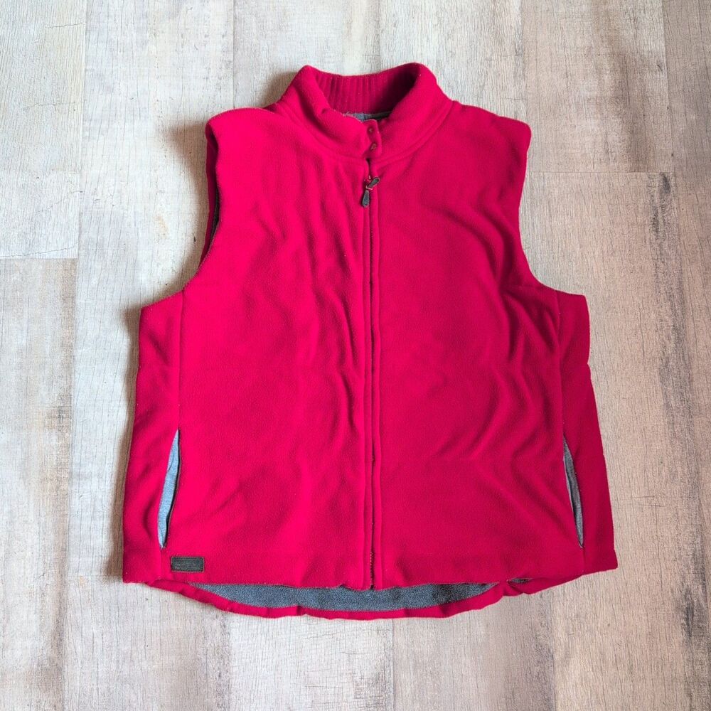Lauren Ralph Lauren Fleece Vest Women Red Full Zip Jacket L/XL